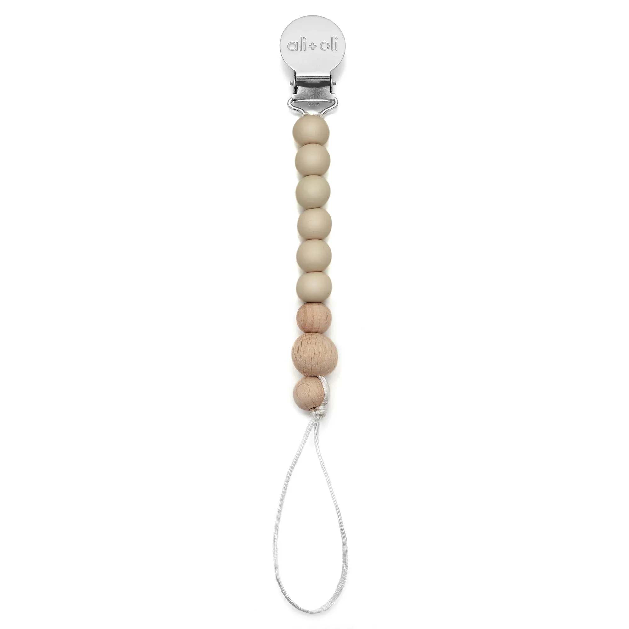Pacifier Clip - Taupe Wood