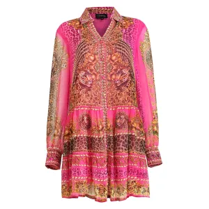 PINK LEOPARD SHIRT DRESS