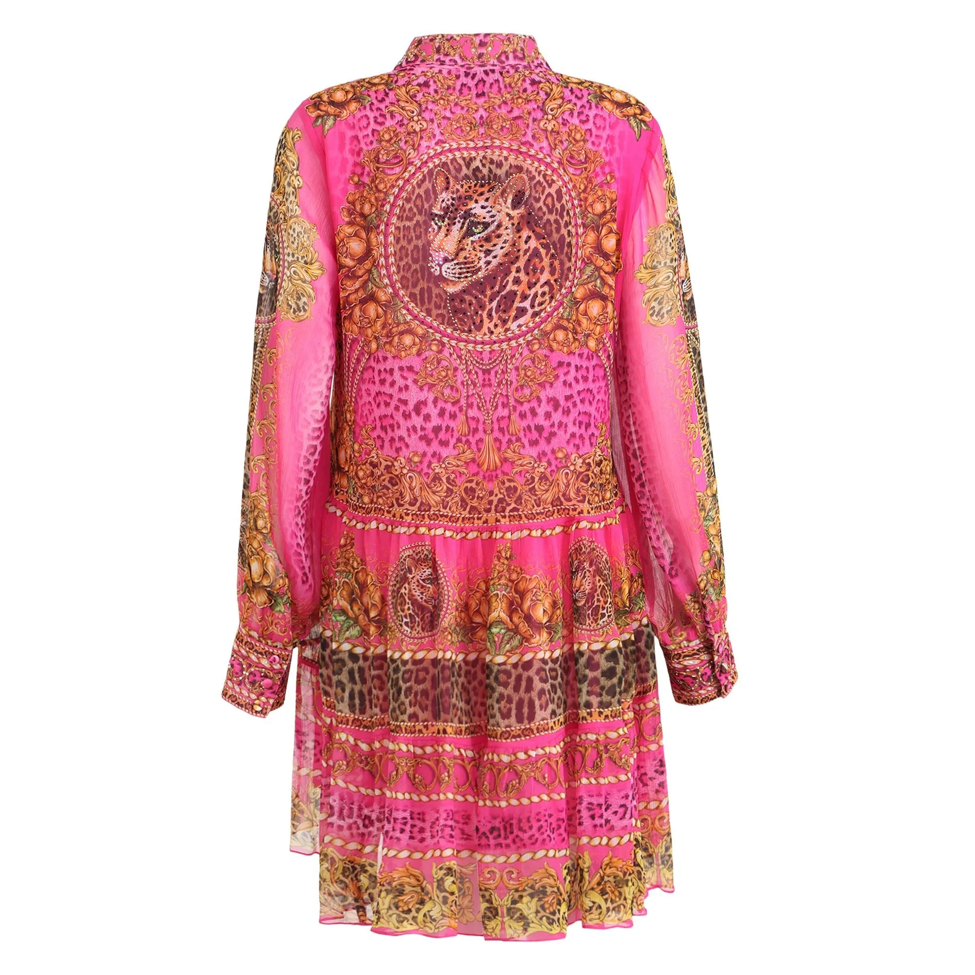 PINK LEOPARD SHIRT DRESS