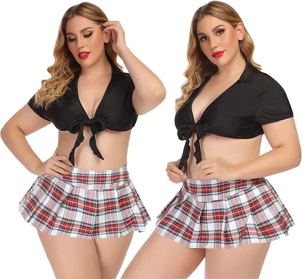 Playful Red Mini Pleated Plaid Skirt