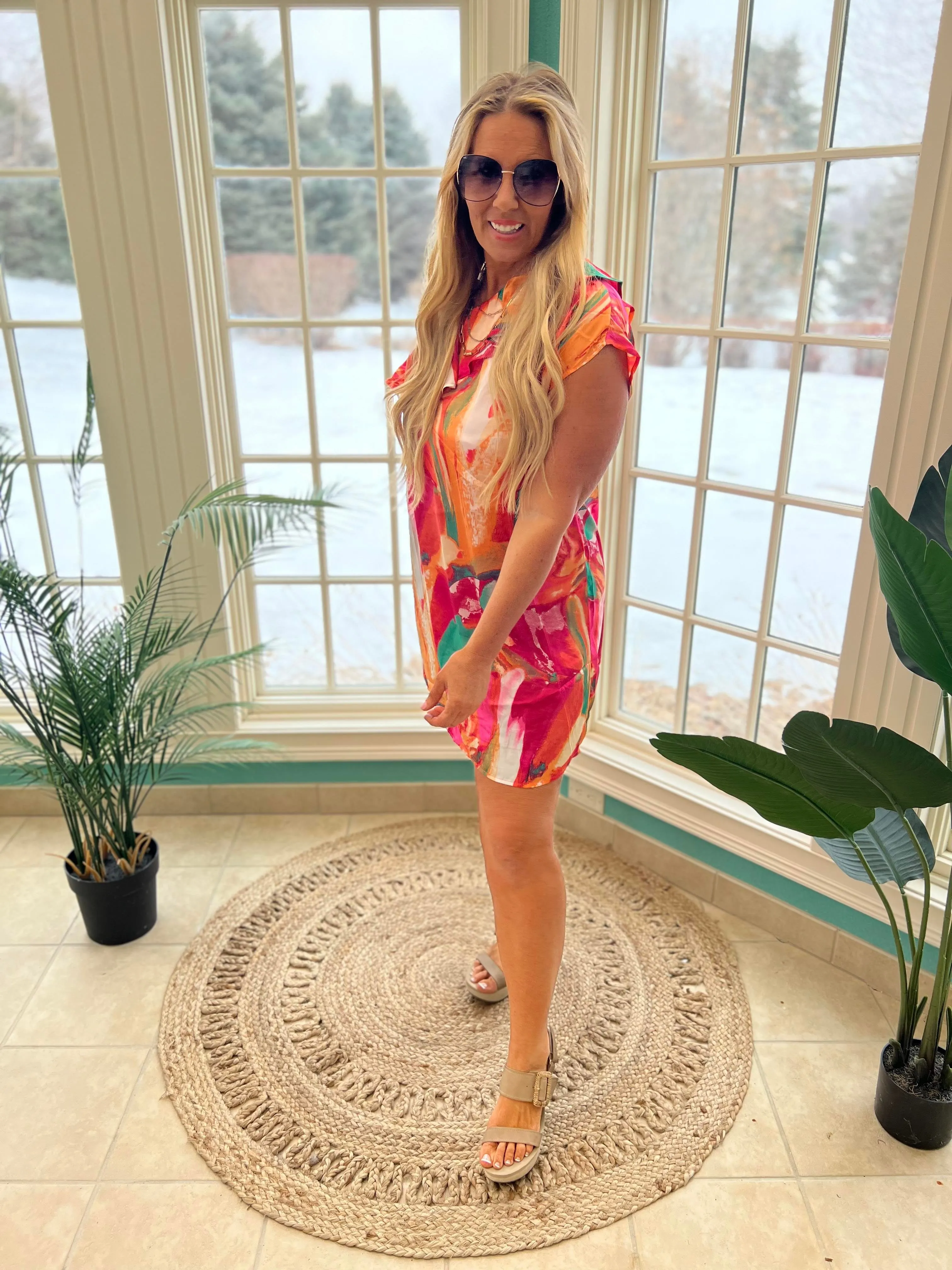 Printed One Shoulder Dress - Final Sale