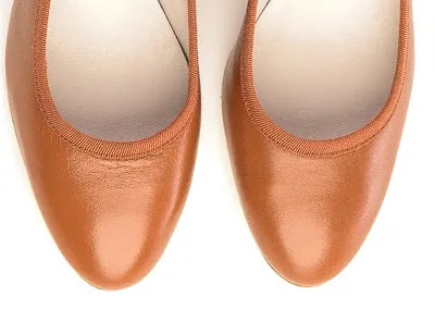 Rum leather pump ballet flats with high heel