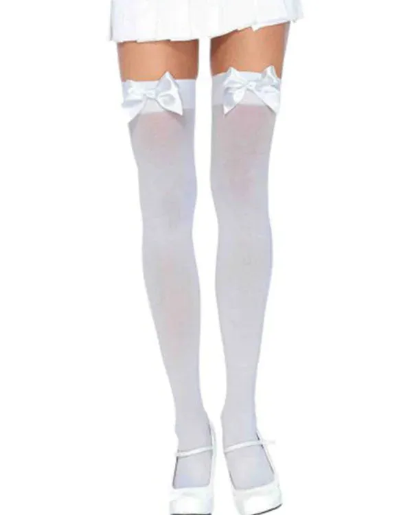 Satin Bow Sheer Thigh Hi ML4125