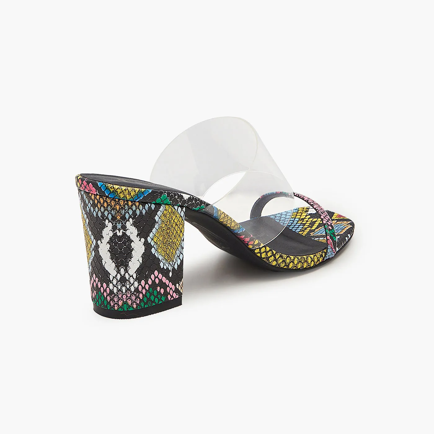 Snake Textured Block Heels