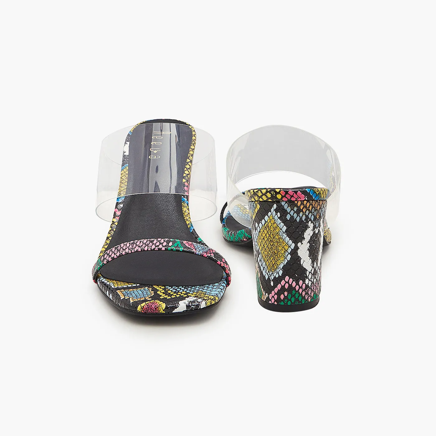 Snake Textured Block Heels