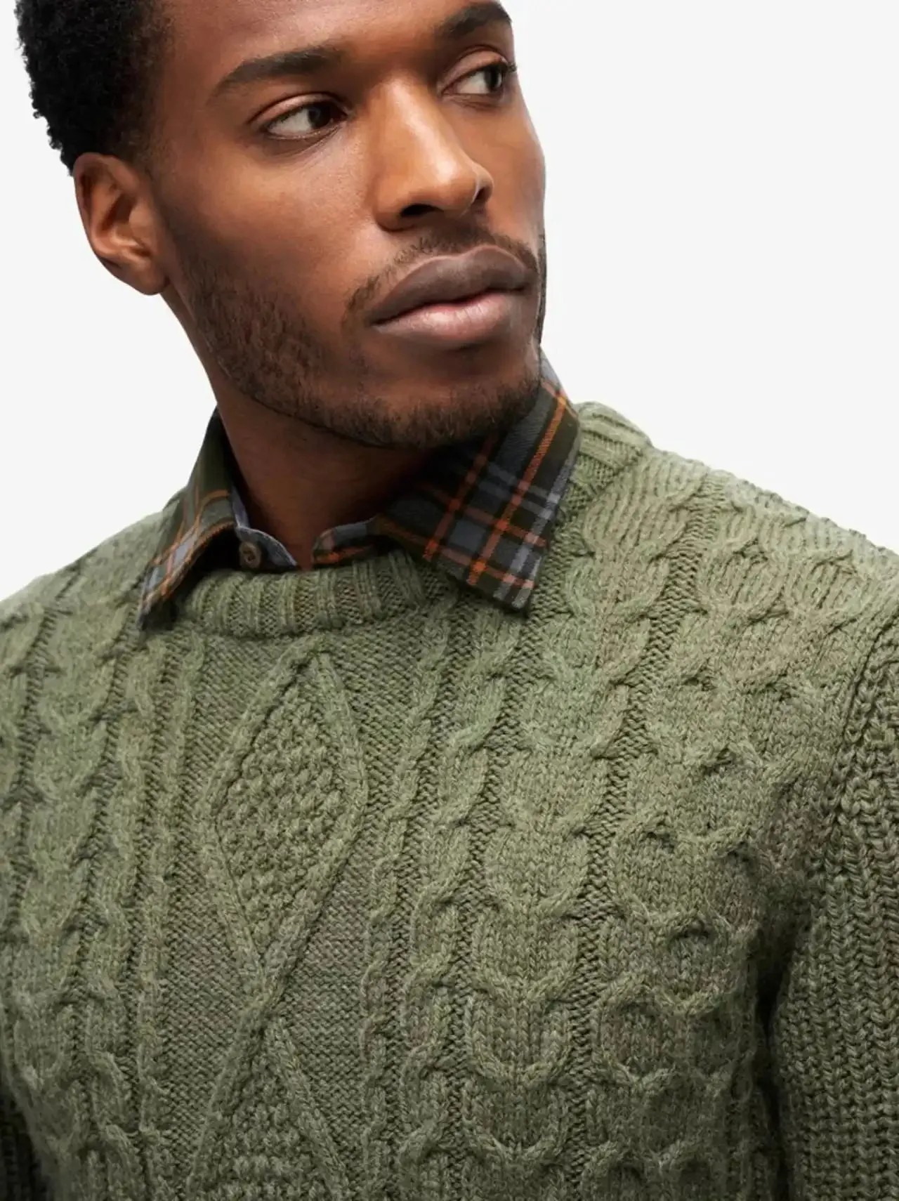 Superdry Mens Jacob Cable Crew Jumper Moss Green