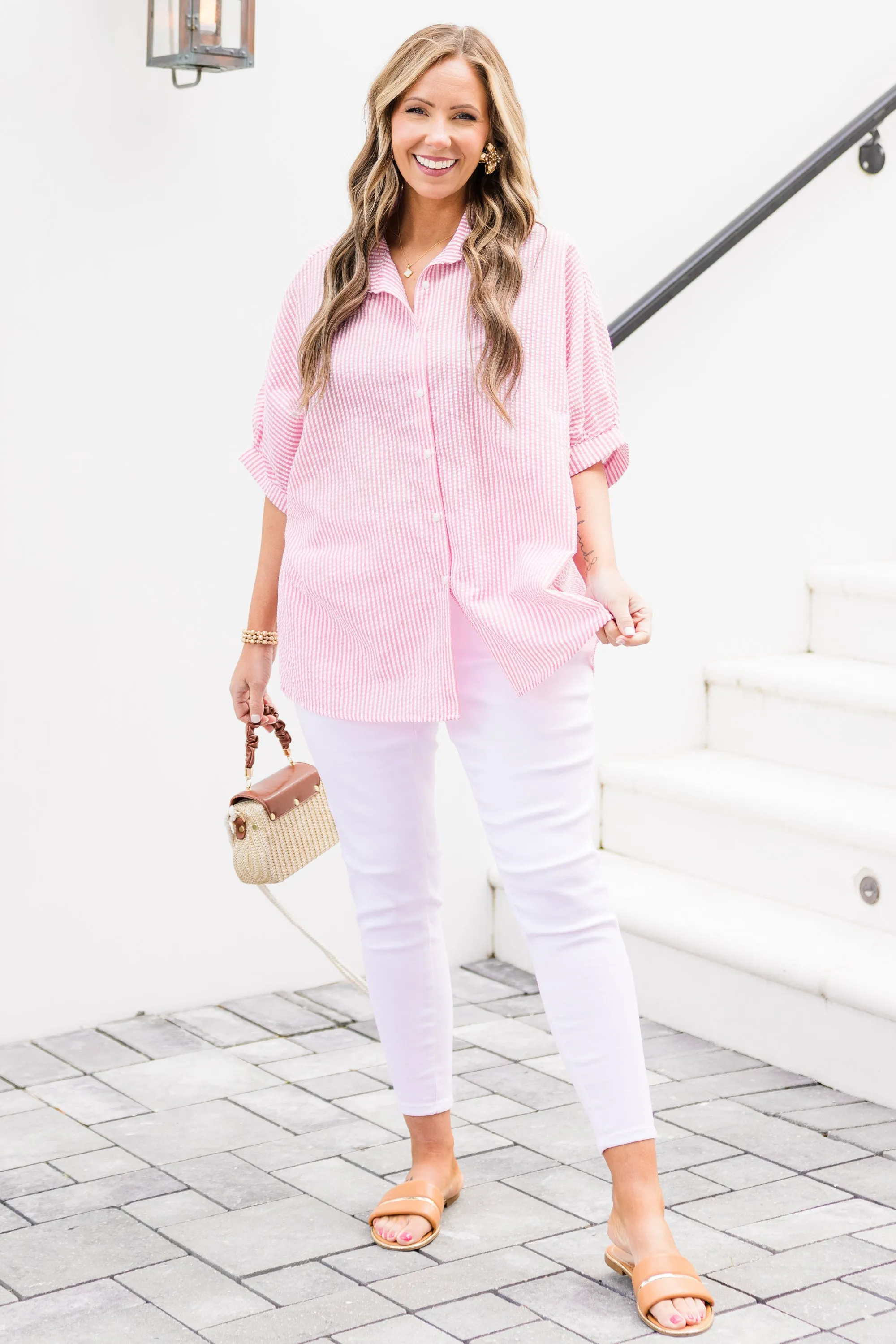 Tangsi Top, Pink Stripe