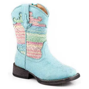 Toddler's Roper Glitter Lace Western Boots Handcrafted Turquoise