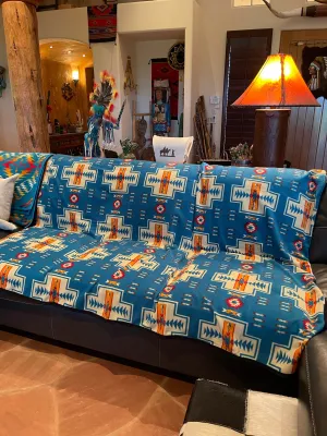 Turquoise aztec trail blanket