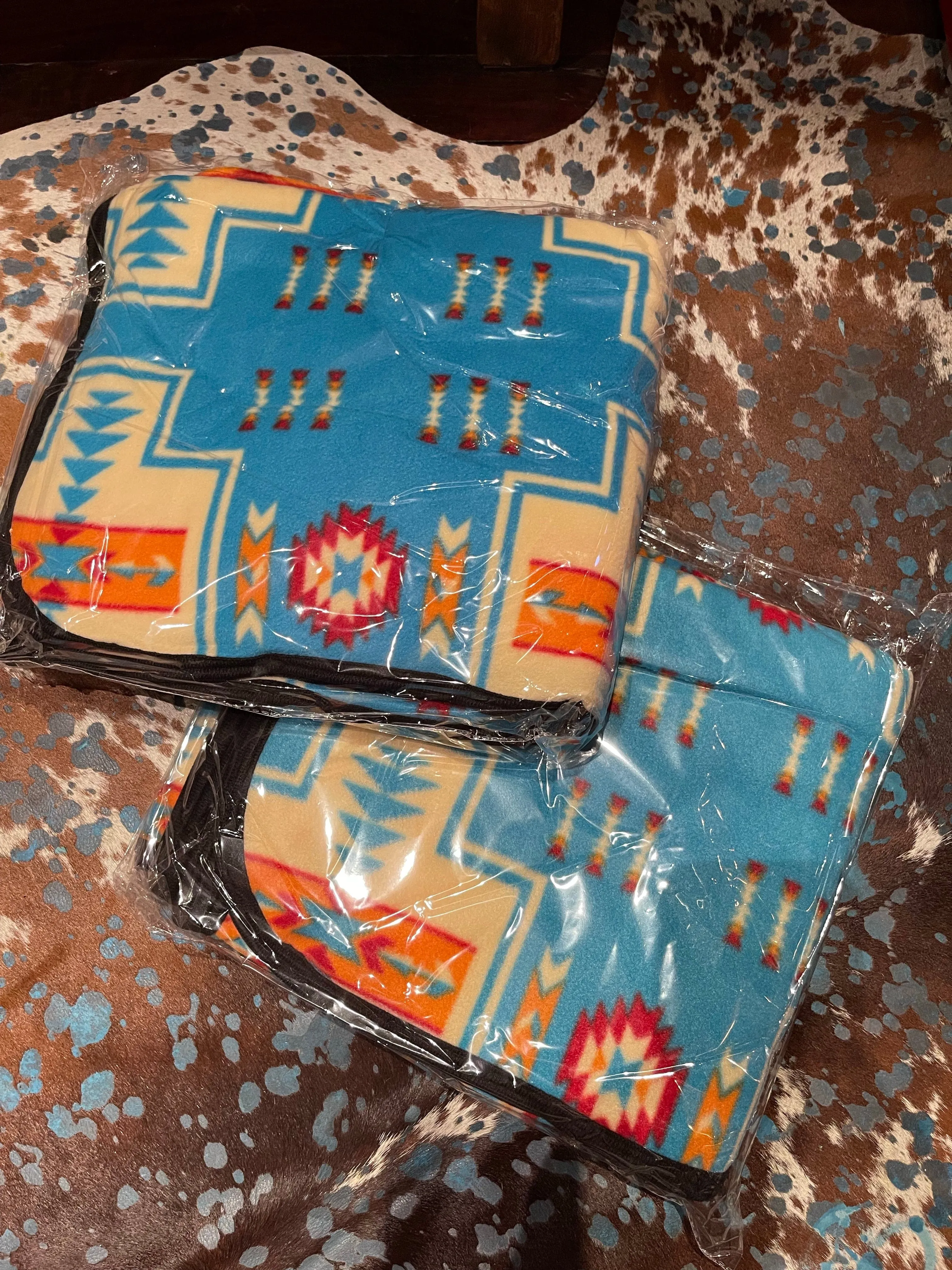 Turquoise aztec trail blanket