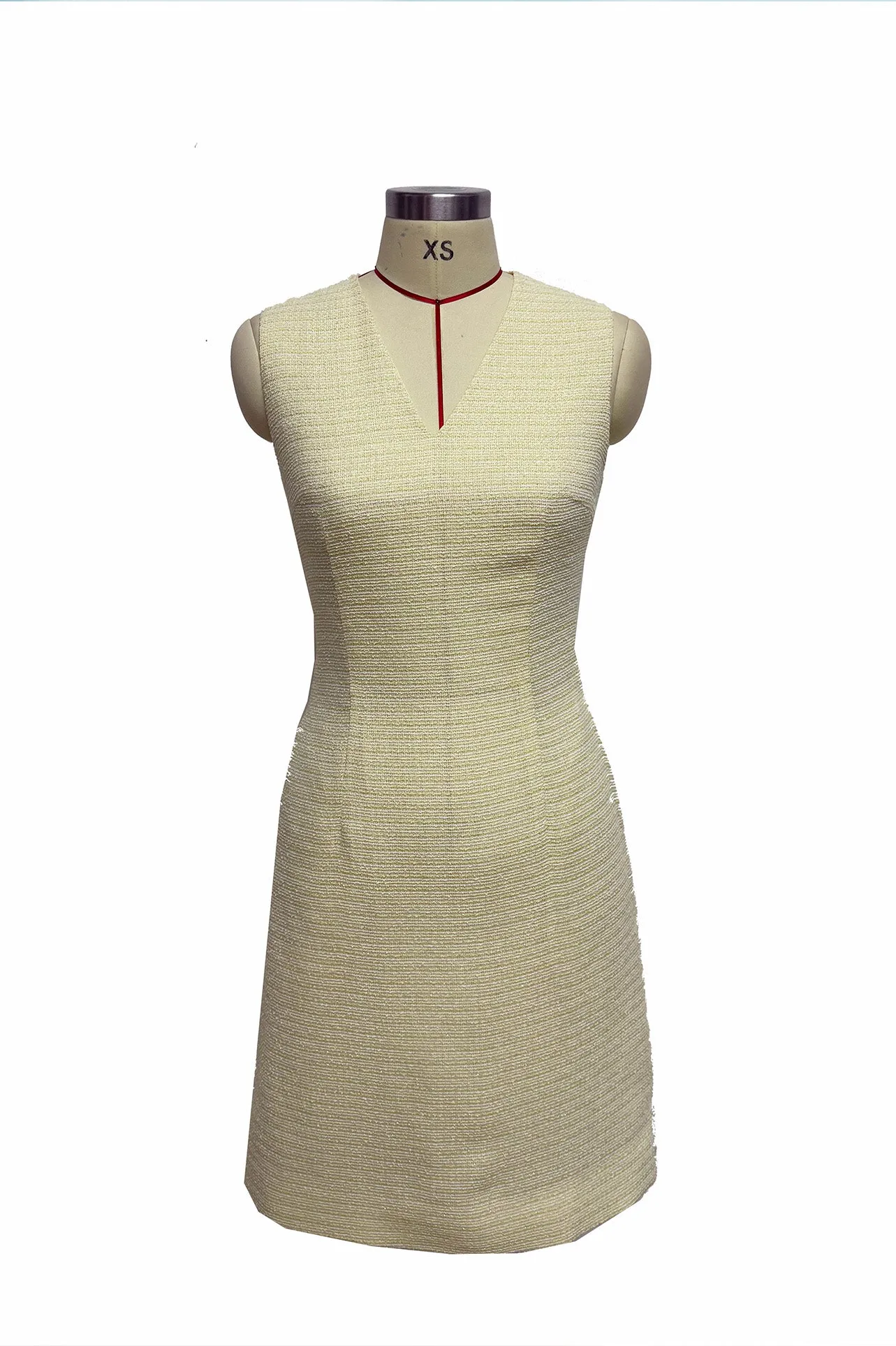 V-NECKLINE TWEED DRESS IN YELLOW