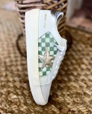 Vintage Havana- Nicollette-2 Green Checkered Sneakers