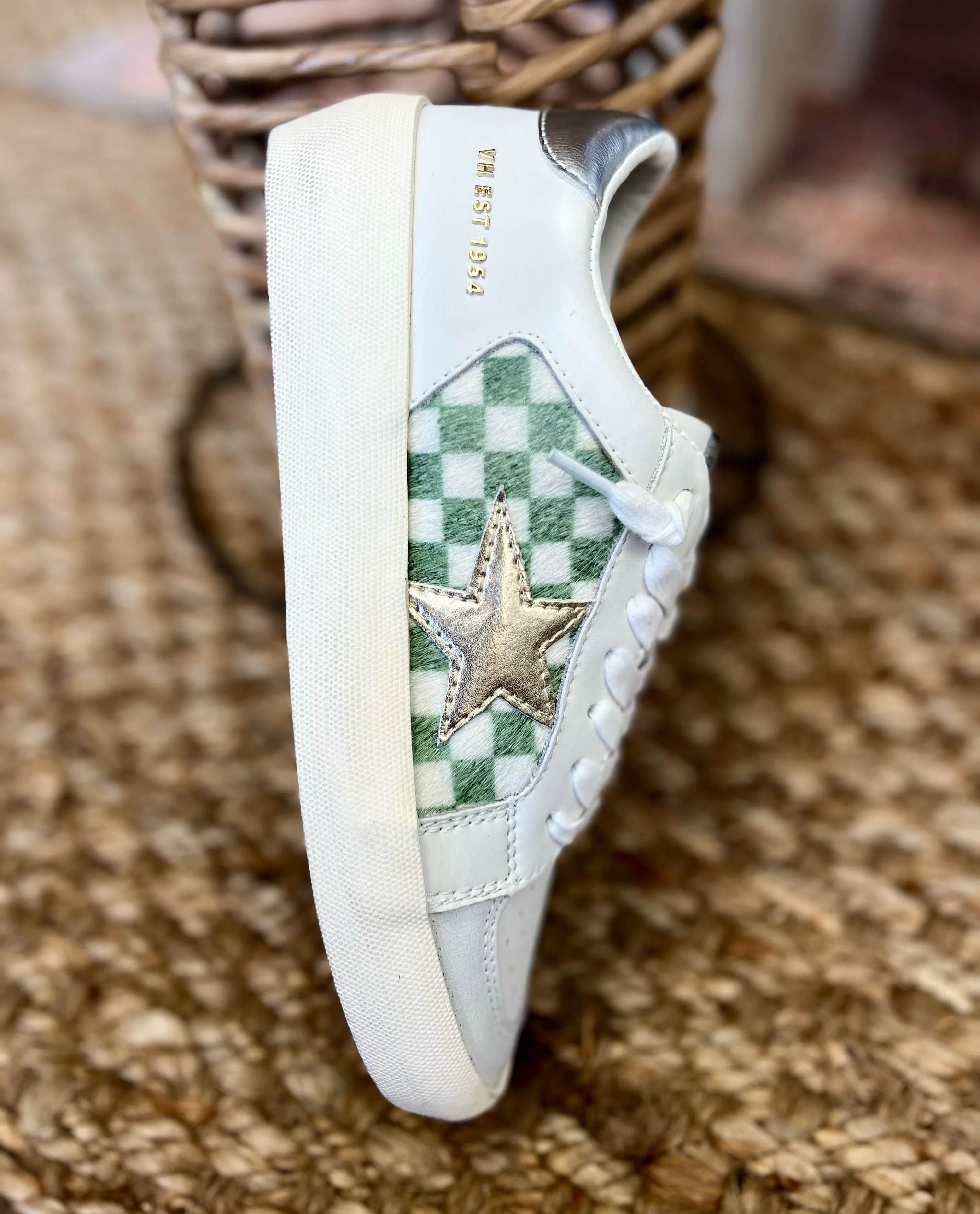 Vintage Havana- Nicollette-2 Green Checkered Sneakers