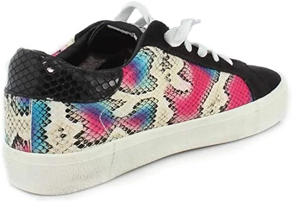 VINTAGE HAVANA Womens Faze Black Snake Sneaker - 6