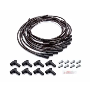 Vintage Wires Spiral Core 7.8 mm Spark Plug Wire Set - Lacquer Covered Cotton Braid - Black / Orange - Straight Boots - HEI Style Terminal - Universal 4001100100-2