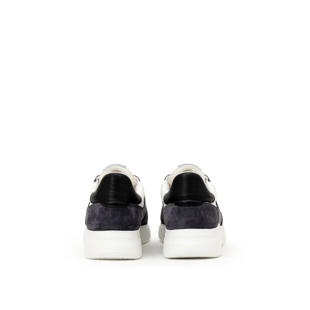 White Fabric And Leather Sneaker