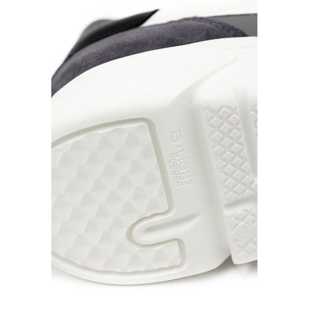 White Fabric And Leather Sneaker