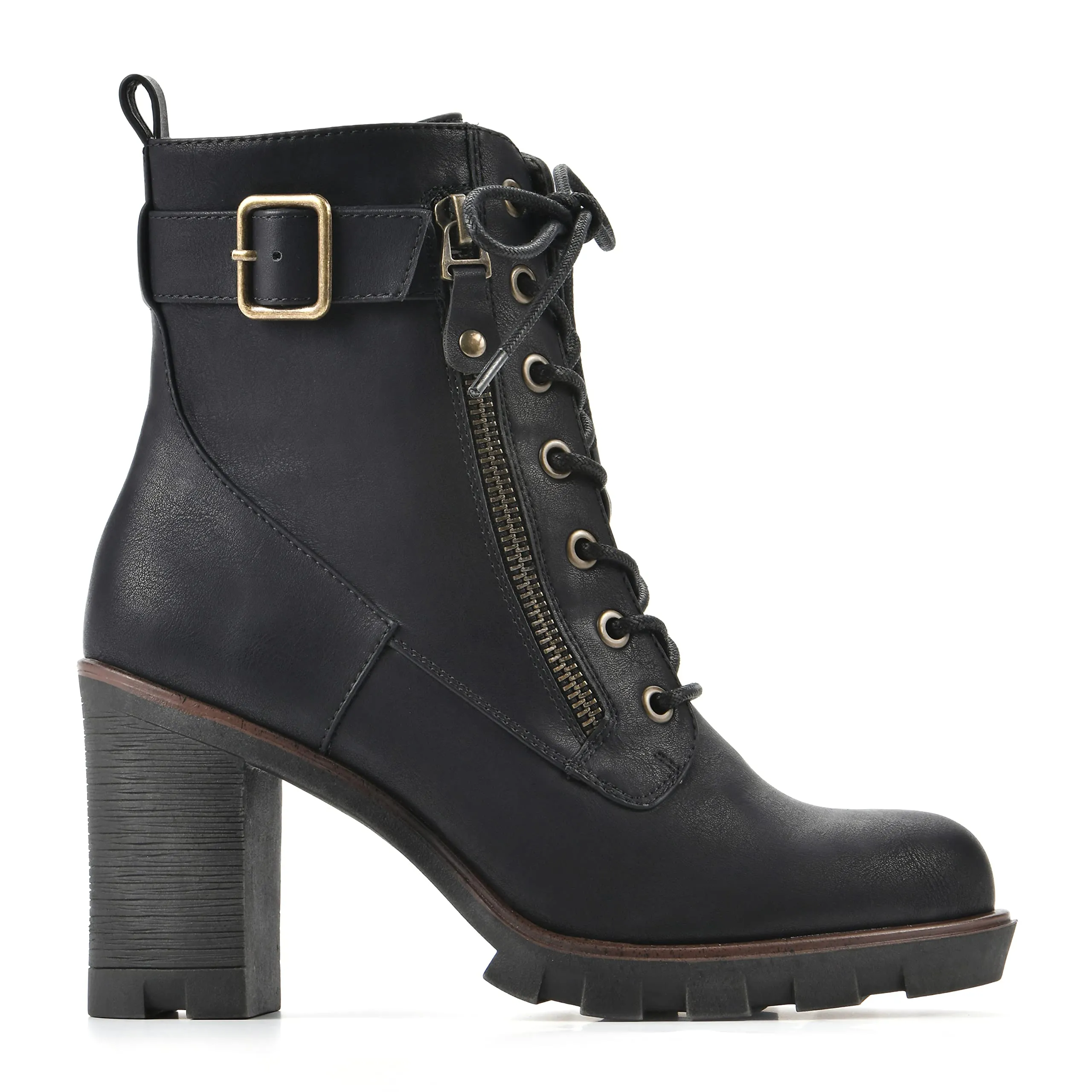 WHITE MOUNTAIN Shoes Women's Beverley Boot, Black/Burn/Smooth, 10 M