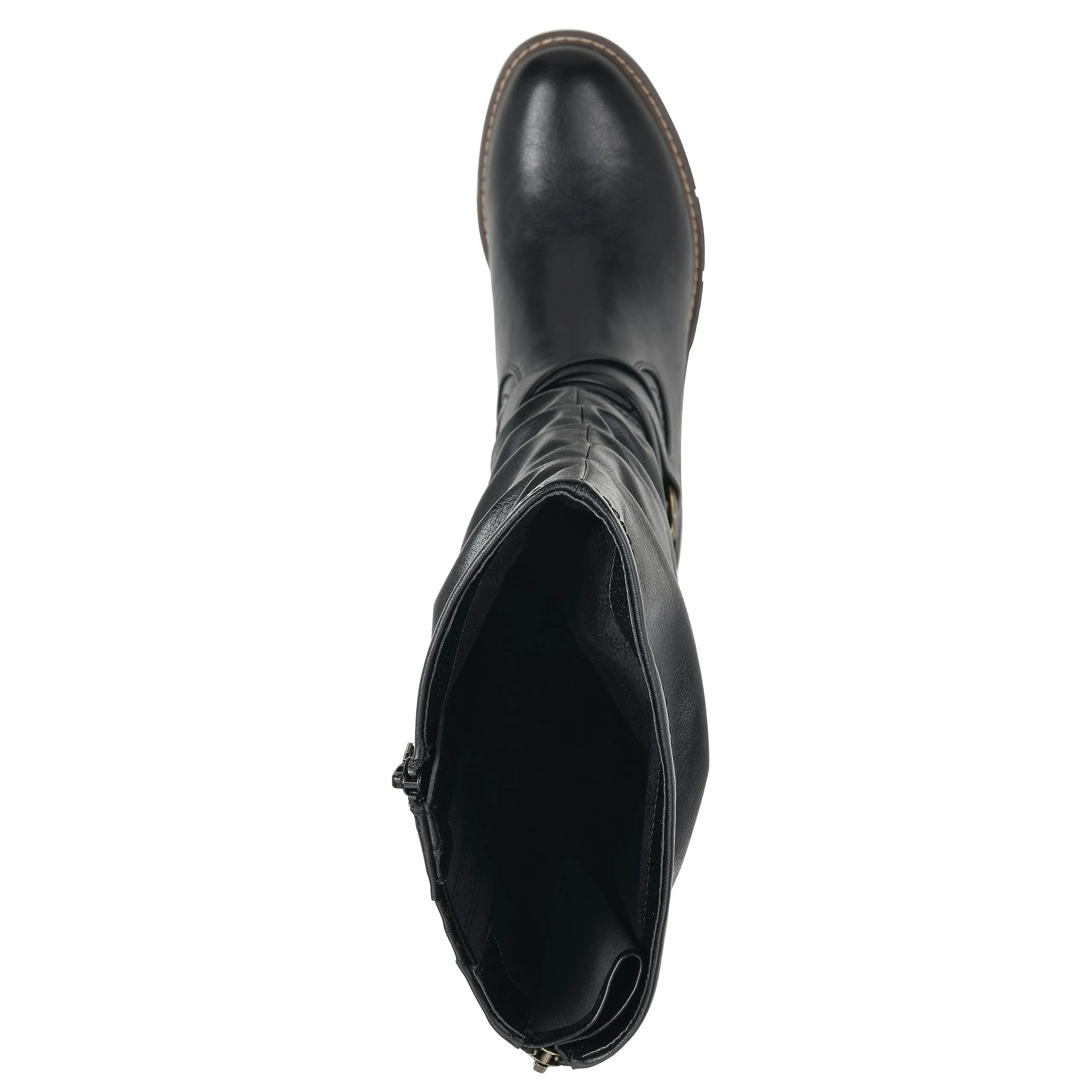 WHITE MOUNTAIN Women's Shoes Crammers Stack-Heeled Tall Boot, Black/Burn/Smooth, 9 M