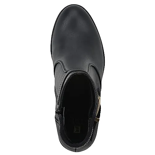 WHITE MOUNTAIN Women's Shoes Dessert Block Heel Bootie, Black/Smooth, 9 M