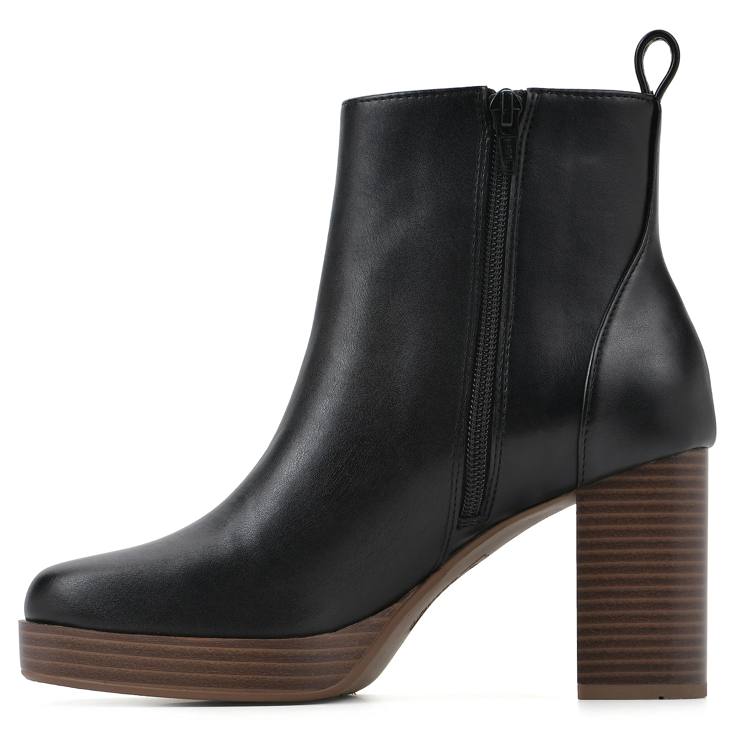 WHITE MOUNTAIN Women's Shoes Manito Stacked Heel Platform Bootie, Black/Smooth, 8.5 M
