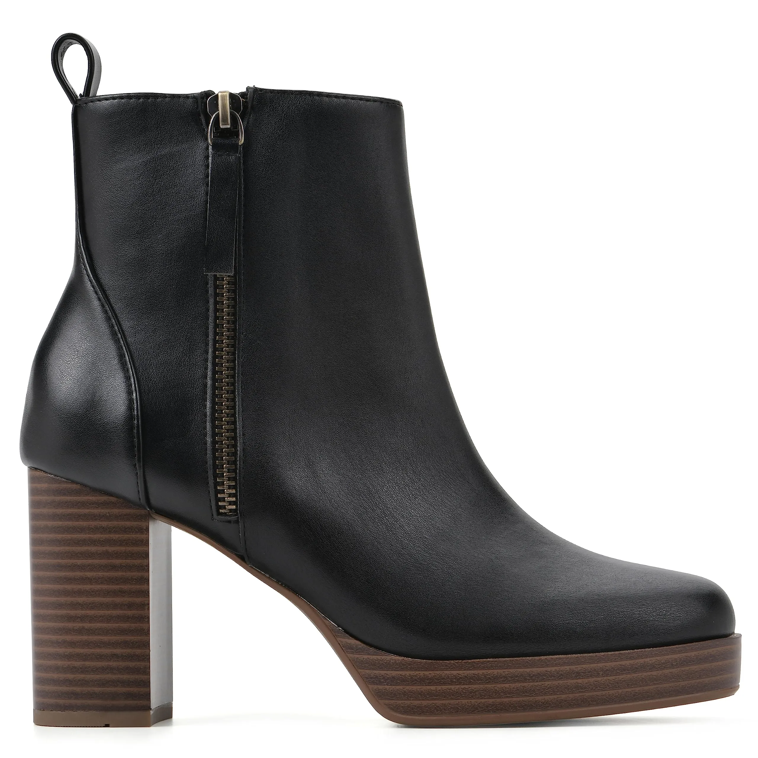 WHITE MOUNTAIN Women's Shoes Manito Stacked Heel Platform Bootie, Black/Smooth, 8.5 M