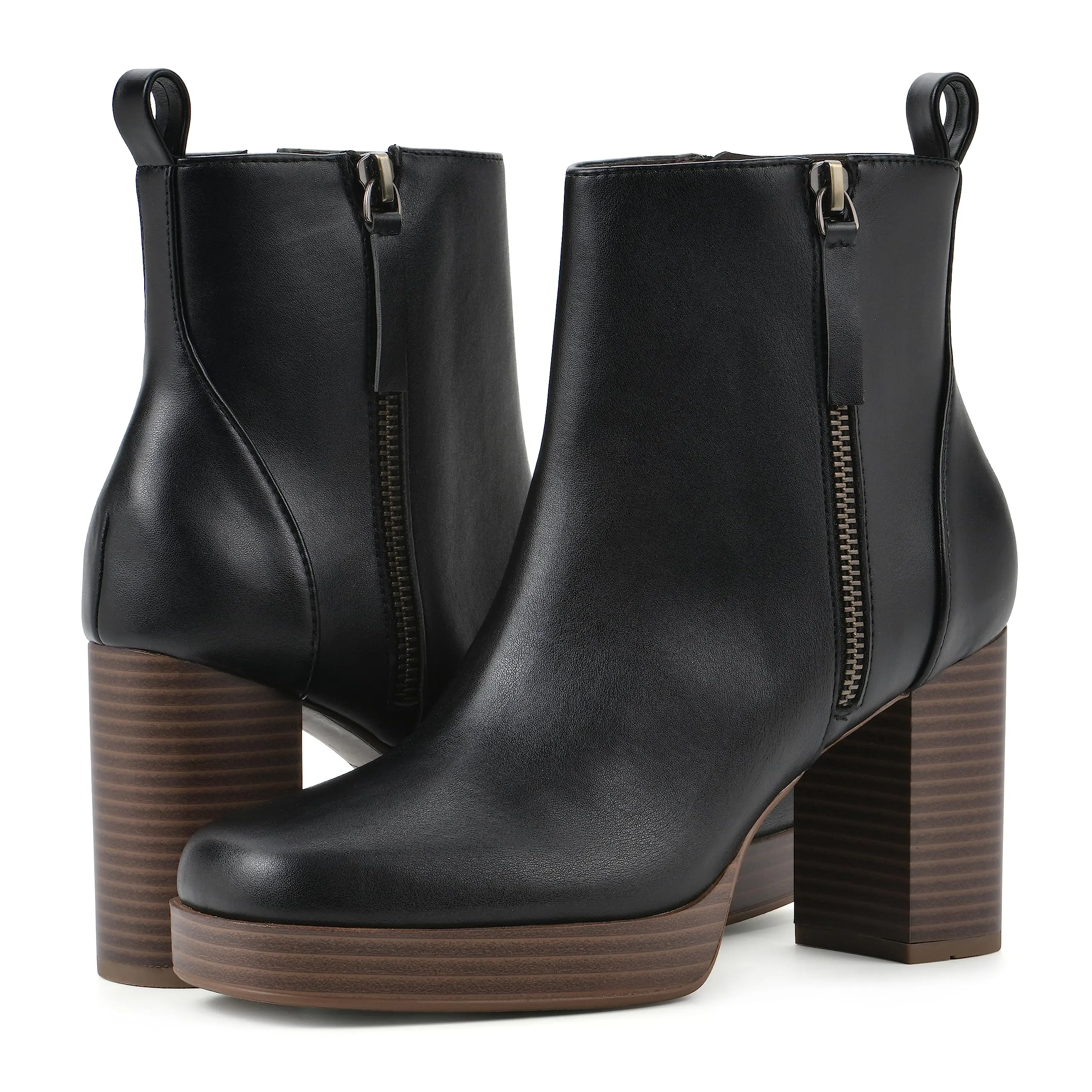WHITE MOUNTAIN Women's Shoes Manito Stacked Heel Platform Bootie, Black/Smooth, 8.5 M