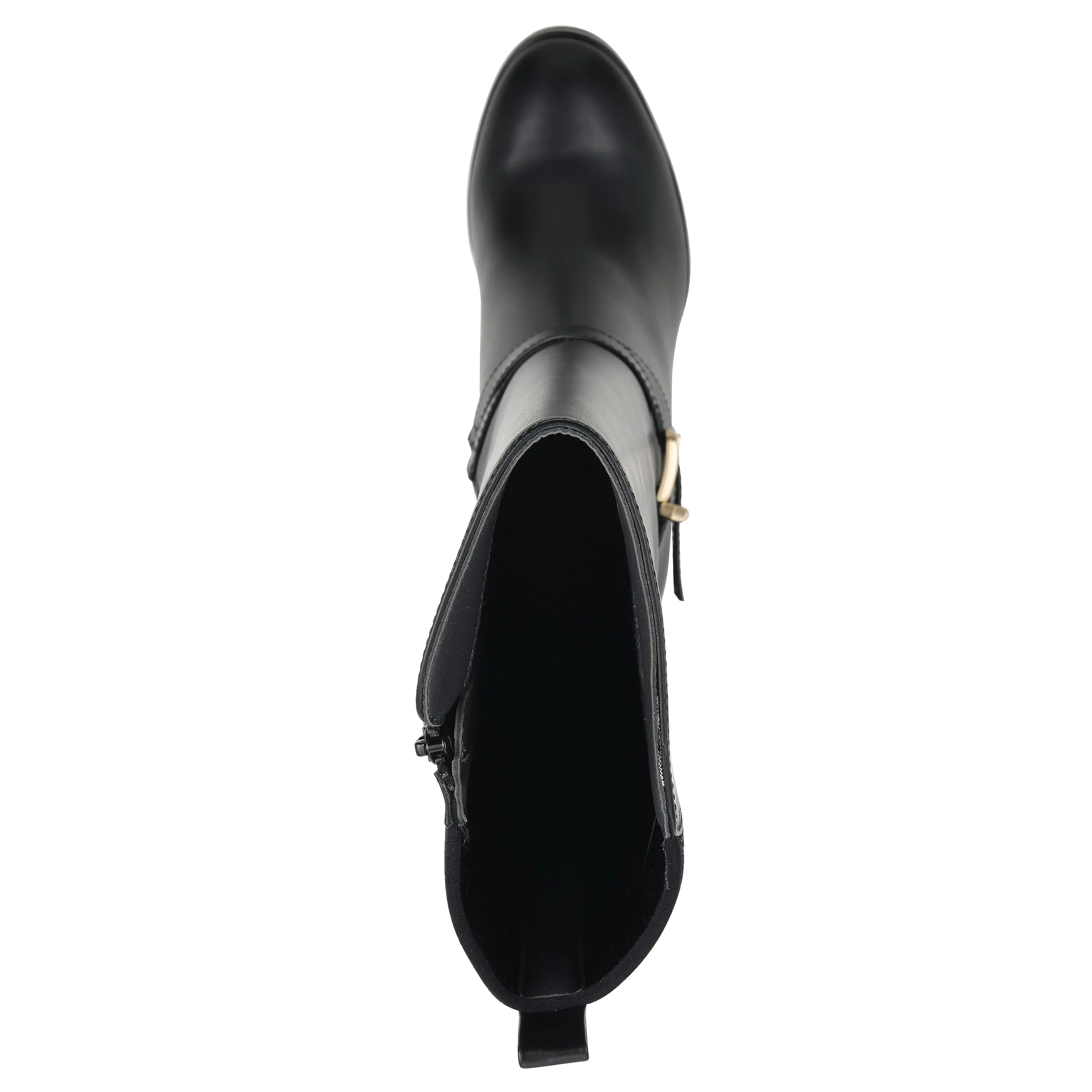 WHITE MOUNTAIN Women's Shoes Teals Block-Heeled Tall Boot, Black/Smooth, 11 M