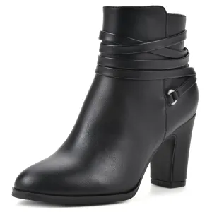 WHITE MOUNTAIN Women's Shoes Teaser Block Heel Bootie, Black/Smooth, 8.5 M