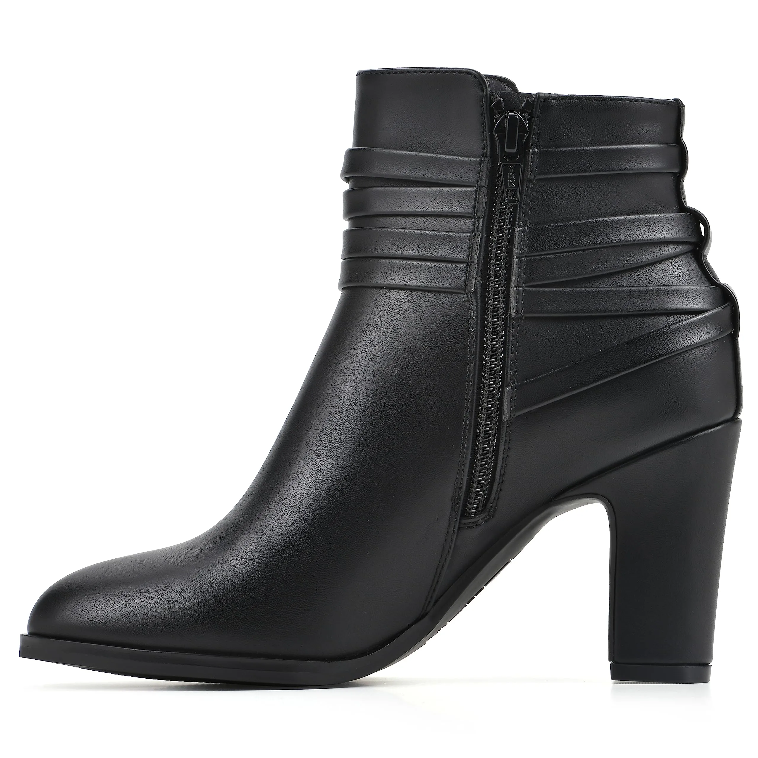 WHITE MOUNTAIN Women's Shoes Teaser Block Heel Bootie, Black/Smooth, 8.5 M