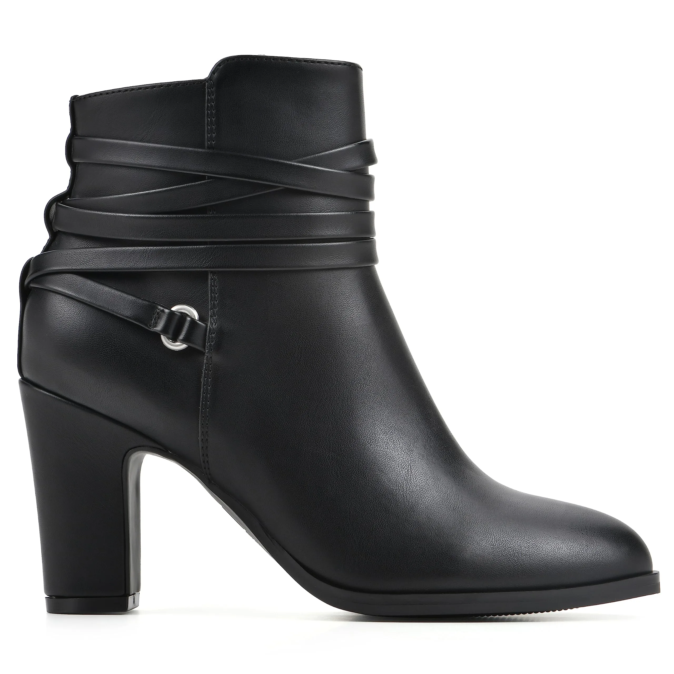WHITE MOUNTAIN Women's Shoes Teaser Block Heel Bootie, Black/Smooth, 8.5 M