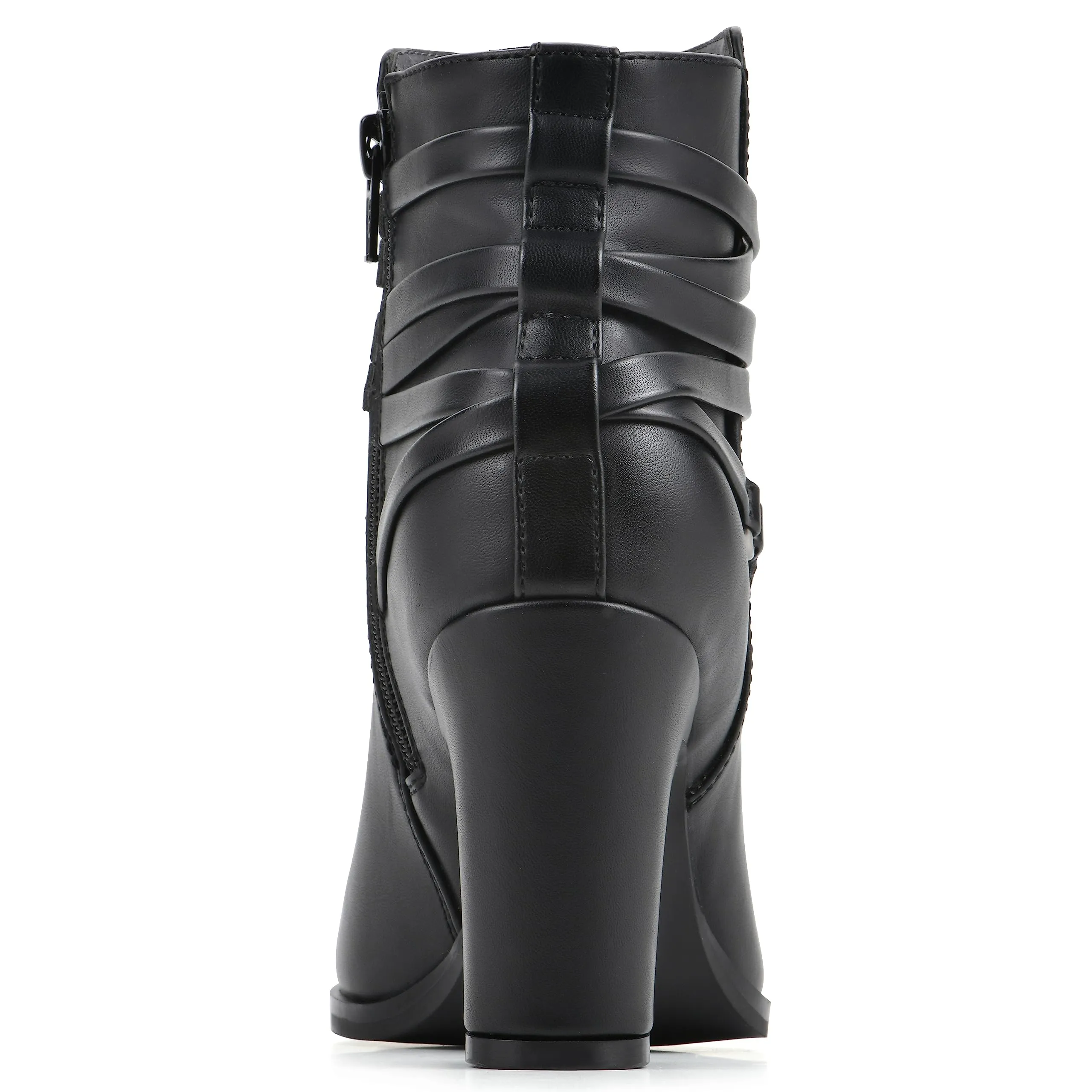 WHITE MOUNTAIN Women's Shoes Teaser Block Heel Bootie, Black/Smooth, 8.5 M