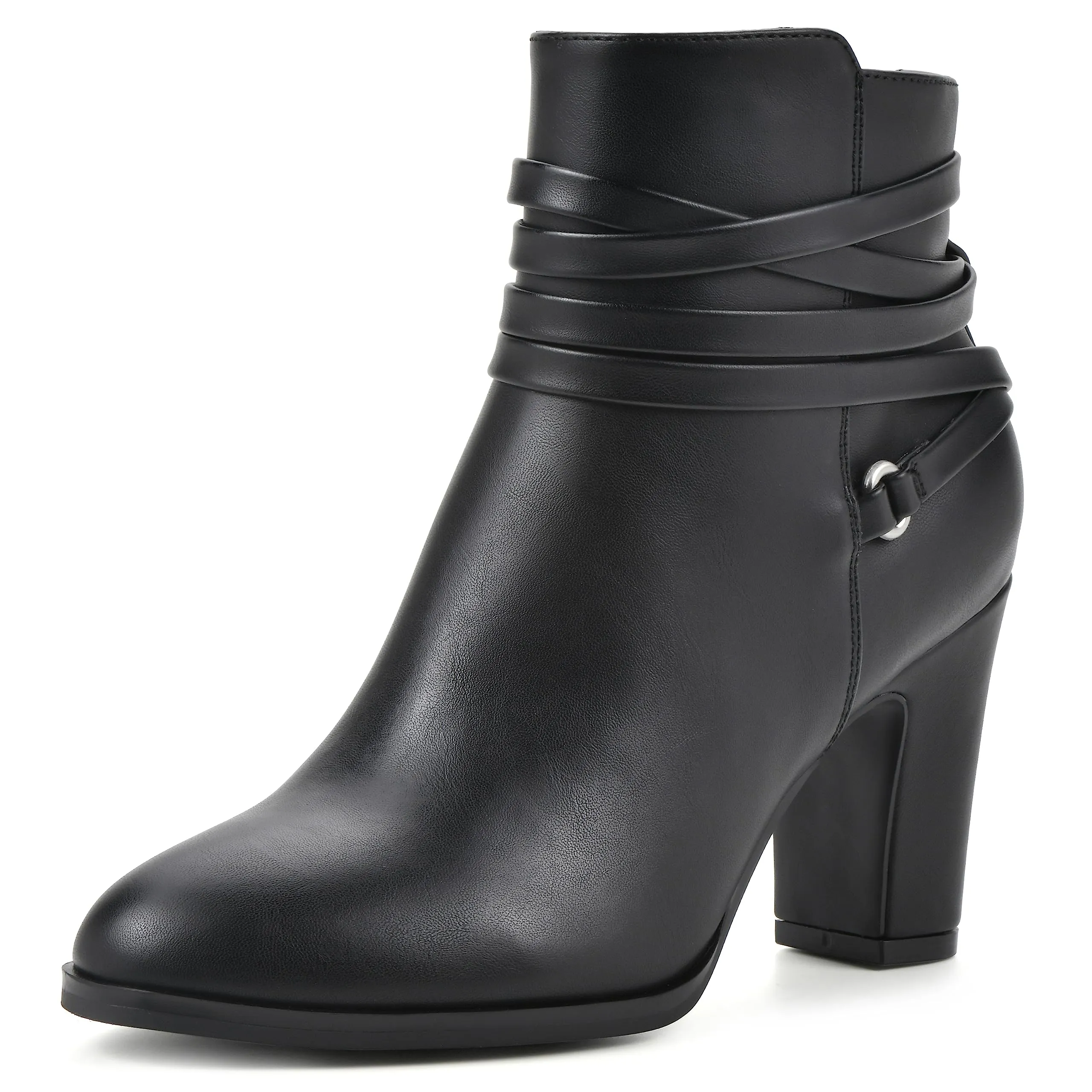 WHITE MOUNTAIN Women's Shoes Teaser Block Heel Bootie, Black/Smooth, 8.5 M