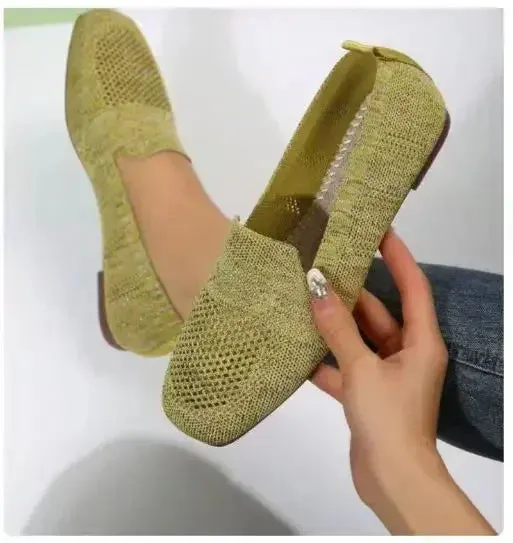 Women Mesh Square Toe Breathable Casual Shoes Halloween Autumn Daily Simple Hollow Out Flat Shoes Zapatos De Mujer 2024