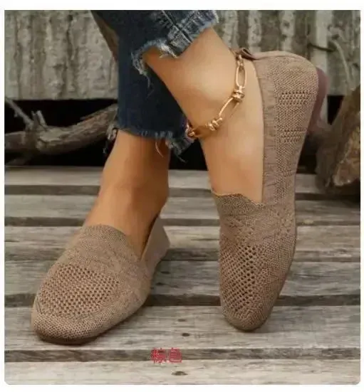 Women Mesh Square Toe Breathable Casual Shoes Halloween Autumn Daily Simple Hollow Out Flat Shoes Zapatos De Mujer 2024