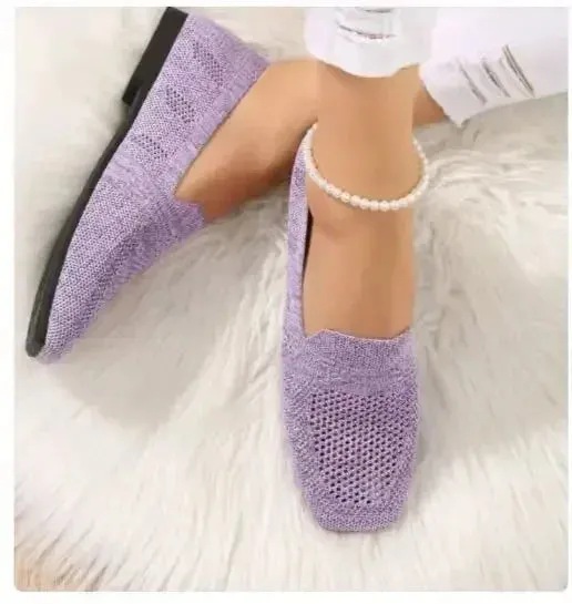 Women Mesh Square Toe Breathable Casual Shoes Halloween Autumn Daily Simple Hollow Out Flat Shoes Zapatos De Mujer 2024