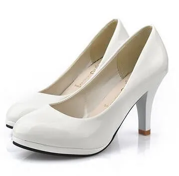 Women Women Shoes 3 Color Black White Red Color PU Thin Heels Pumps Profession Pumps .DFGD-8807
