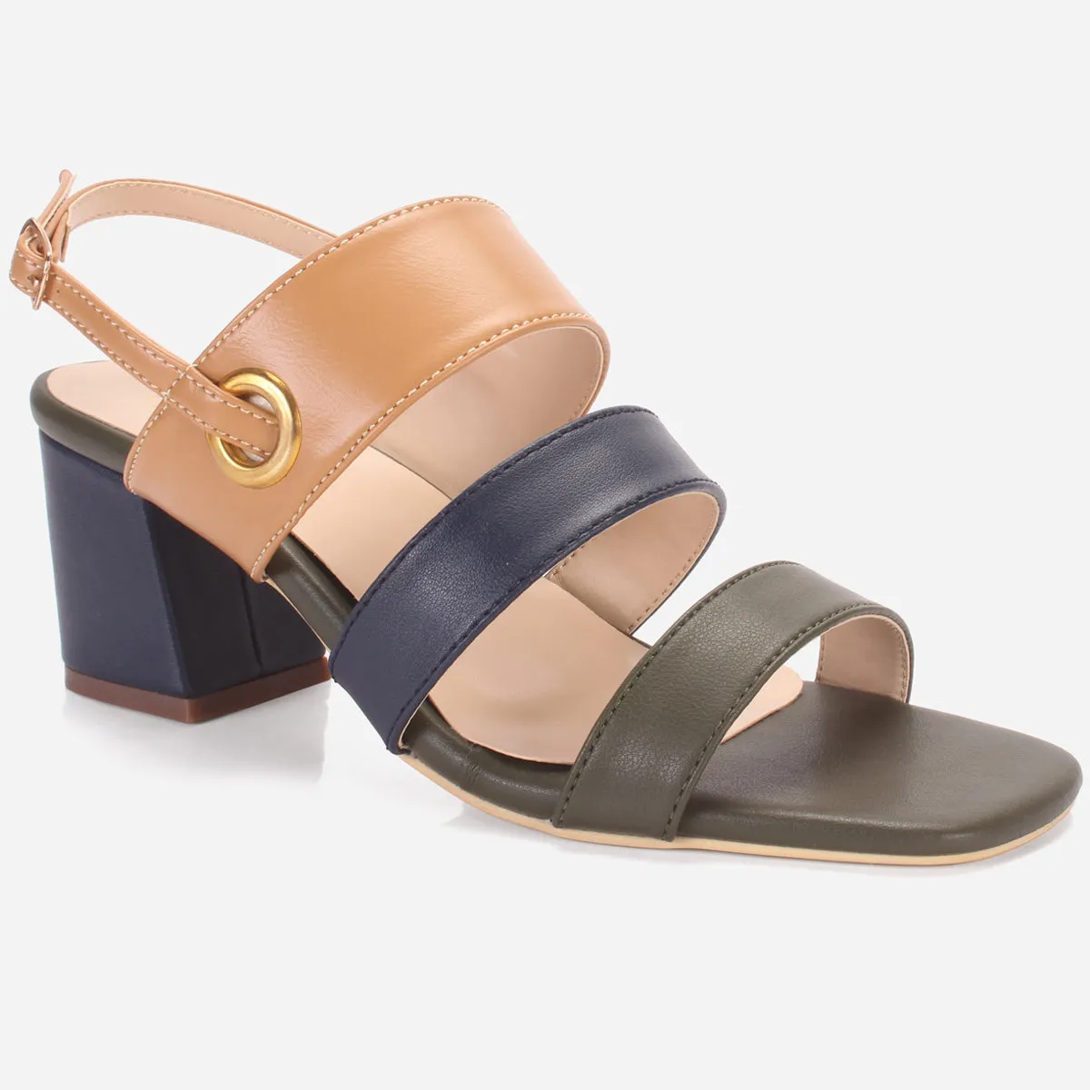 Womens "MICHELLE" Block Heeled Open Toe Sandals