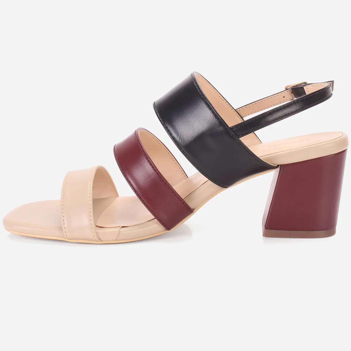 Womens "MICHELLE" Block Heeled Open Toe Sandals