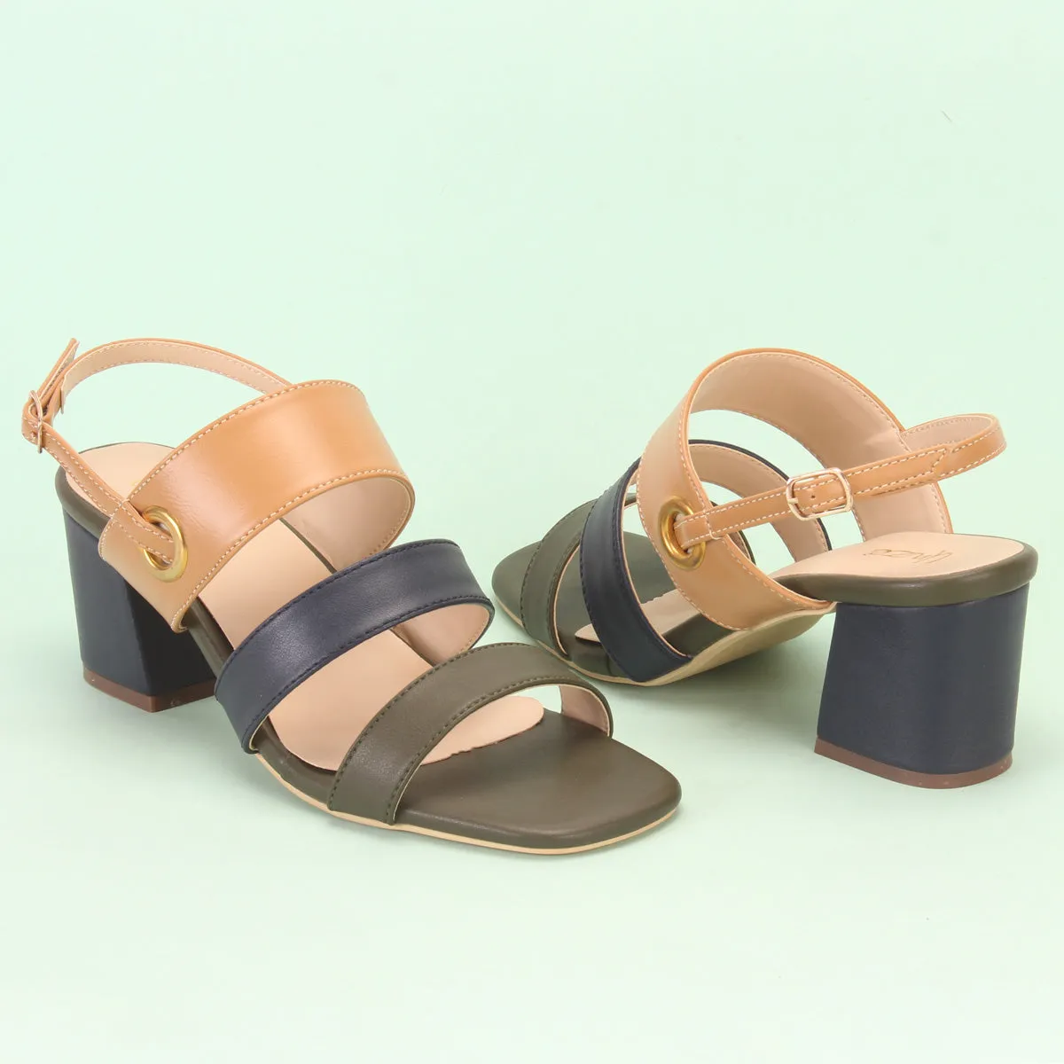 Womens "MICHELLE" Block Heeled Open Toe Sandals