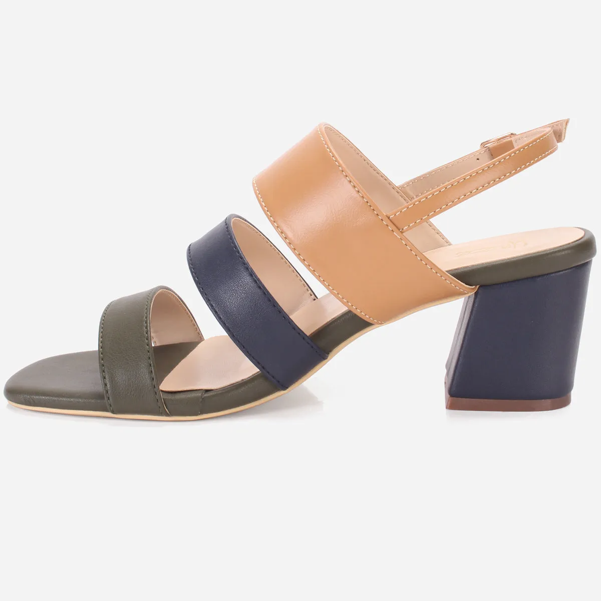 Womens "MICHELLE" Block Heeled Open Toe Sandals