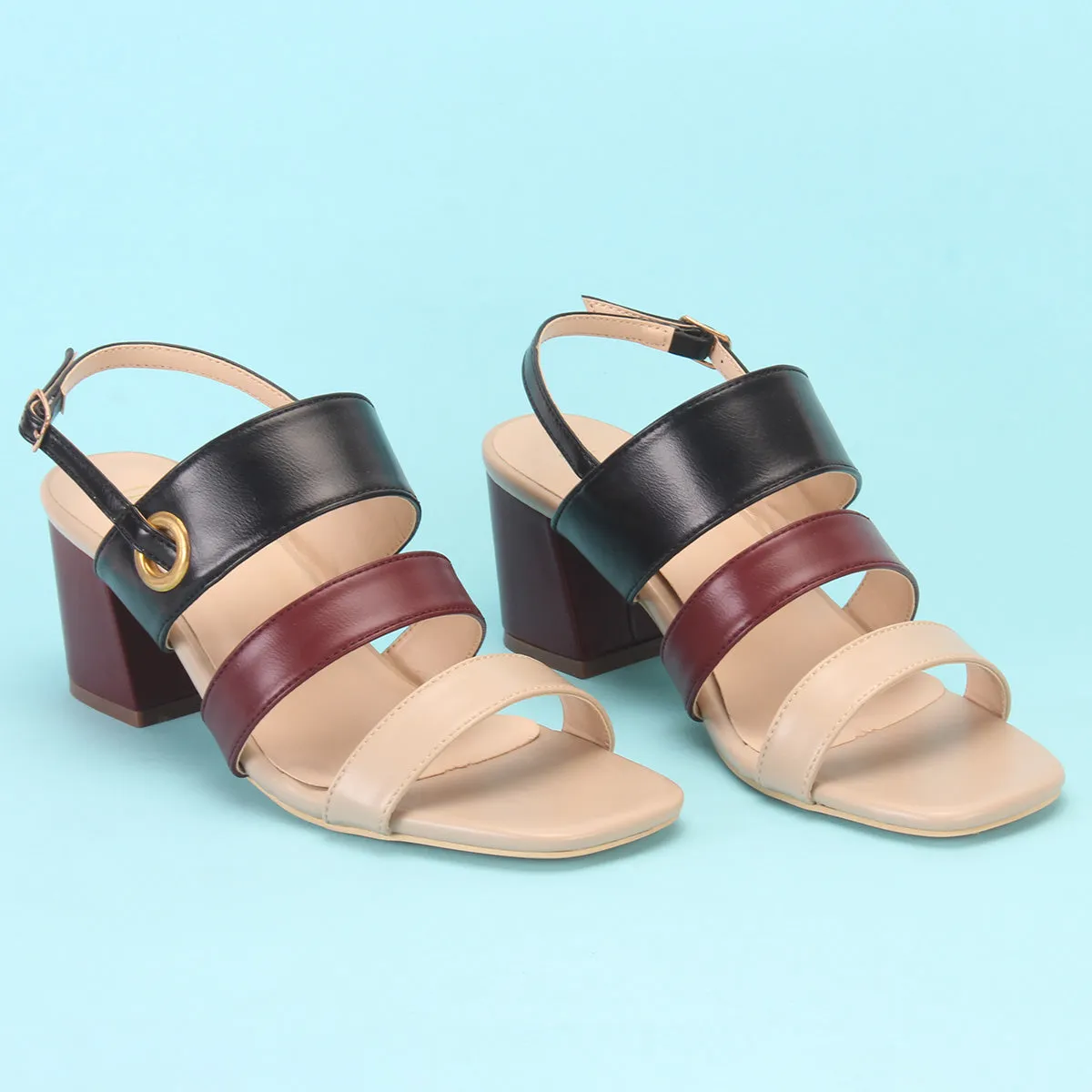 Womens "MICHELLE" Block Heeled Open Toe Sandals
