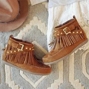 Women's Rivets  and Tassel Ankle Boots