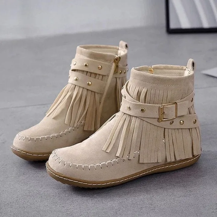 Women's Rivets  and Tassel Ankle Boots