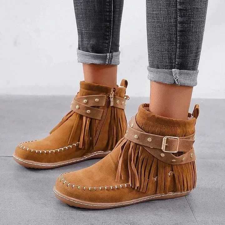 Women's Rivets  and Tassel Ankle Boots