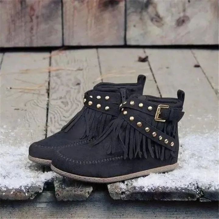 Women's Rivets  and Tassel Ankle Boots