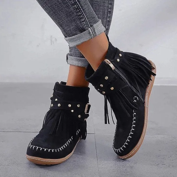 Women's Rivets  and Tassel Ankle Boots