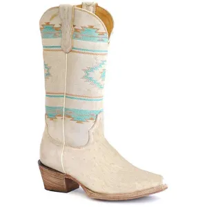 Women's Roper Opal Smooth Ostrich Exotic Boots Handcrafted Tan